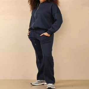 Conjunto Deportivo Casual de Invierno para Mujer, Transpirable, Ecológico, Lavado, de Secado Rápido, 2 Piezas, Estilo Bomber, Holgado, Informal, Color Sólido - Product Image 4