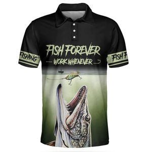 Cuello de botón personalizado de alta calidad para hombres para Polos de secado rápido y protección UV Impresión sublimada Ropa de pesca Servicio OEM - Product Image 1