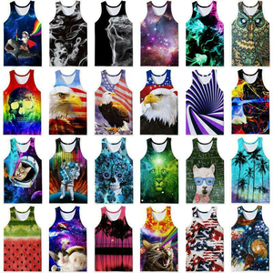 OEM Sublimation Breathable Quick Dry Sweat Absorbent <b>Mens</b> Tank Tops Gym <b>Singlets</b> Custom Logo Cotton Polyester - Product Image 5
