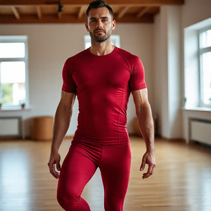 Conjunto de mallas de compresión de alta elasticidad para hombre, conjunto de mallas de camisa de compresión de manga larga con ajuste muscular - Product Image 6