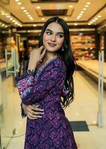 ชุด anarkali kurti ปักผ้าฝ้ายแท้สีม่วงสำหรับผู้หญิงเสื้อผ้าชนเผ่าชุดปาร์ตี้อินเทรนด์สุดพิเศษ - Product Image 3