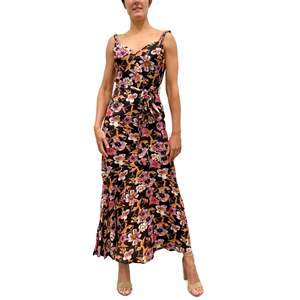 Abito lungo floreale rosso da donna Sam Edelman - Traspirante, stile gotico, per l'ufficio e il tempo libero, taglia 0 - ODM - Product Image 1