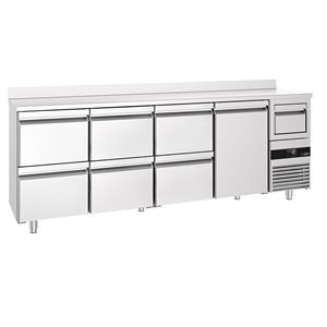 Mostrador Refrigerado Comercial PREMIUM para Barra Trasera - 2690x600mm - 775L - con 1 Puerta Sólida y 6 Cajones, con cubierta superior y caja de desagüe - Product Image 3