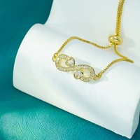 Mexique Style Micro Pave Poignet Amour Infini Réglable Bracelet Coeur Charme 18k Plaqué Or Laiton CZ Bracelet Bracelet Femmes Cadeau