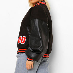 COULEUR BLOCK PATCH DÉTAIL En Gros VARSITY BOMBER Femmes Hiver Matelassé Vestes pour Dames Vêtements Chicago vestes - Product Image 4