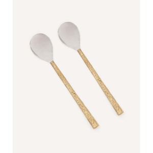 Stainless Steel Salad Server Rose Gold Hammered Design Handmade Handle Decorative Handles Salad Server Set - Product Image 5