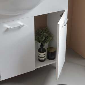 105cm White Floor-Standing Bathroom Cabinet with 3 Doors and <b>Mirror</b> Ravenna <b>Wall</b> Unit Bathroom <b>Set</b> for Export - Product Image 5