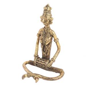 Handmade Indian Brass Antique Tribal Musician Sculptures Figurine Statue <b>Home</b> <b>Decor</b> <b>Gift</b> Items Height :12 cm SNS-1281 - Product Image 2