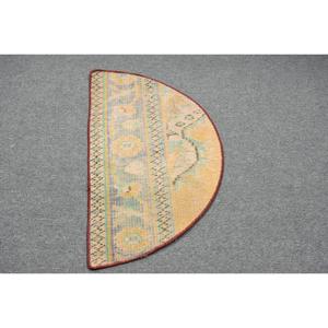 Vintage Turkish Rug 2.5x1.5 ft (75x45 cm), <b>Yellow</b> Blue Abstract Rug - Product Image 3