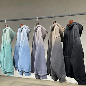 Streetwear haut personnalisé avec logo sweats à capuche vintage délavés pull en coton épais délavé à l'acide dégradé sweatshirts à capuche pour hommes - Product Image 1