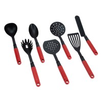 Tomatto Ergonomische PA Nylon Spaghettilepel Lange Zwart-Rode Steel Anti-Slip Ecologisch Keukenkookgerei Essentiële Serveerlepel