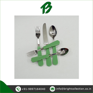 Juego de Cubiertos de acero inoxidable pulido plateado Royal Design con mango de resina verde Juego de cubiertos de vajilla sostenible - Product Image 2