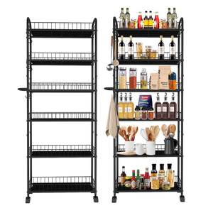 Carrello Portaoggetti con Manico, Unità di Scaffalatura <span class=keywords><strong>Mobile</strong></span> con Ruote <span class=keywords><strong>per</strong></span> <span class=keywords><strong>Cucina</strong></span>, Bagno, Ufficio, Lavanderia e Spazi Stretti - Product Image 1