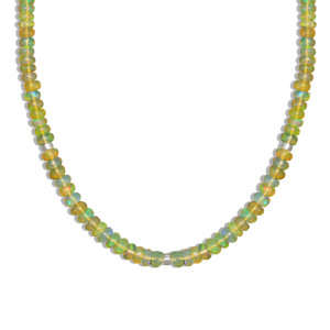 Women's Elegant 925 Sterling Silver <b>Necklace</b> 16IN Size Natural Yellow Opal Beads Yellow Gold Plated <b>Birthstone</b> Jewelry Weddings - Product Image 1