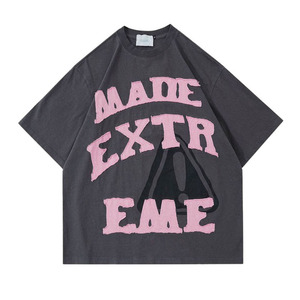 Venta al por mayor de letras largas estilo Streetwear con estilo de gran tamaño camisetas al aire libre de moda Casual Drop Shoulder ropa de verano - Product Image 5