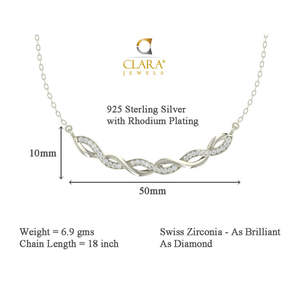 Ensemble collier et boucles d'oreilles pendantes torsadées en argent sterling 925 plaqué rhodium CLARA, bijoux fins, cadeau pour femmes et filles avec chaîne - Product Image 3