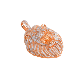 Colgantes de cabeza de león Hip Hop Latón Joyas de animales lindos Colgante personalizado Moissanite Diamond 14K Gold - Product Image 6