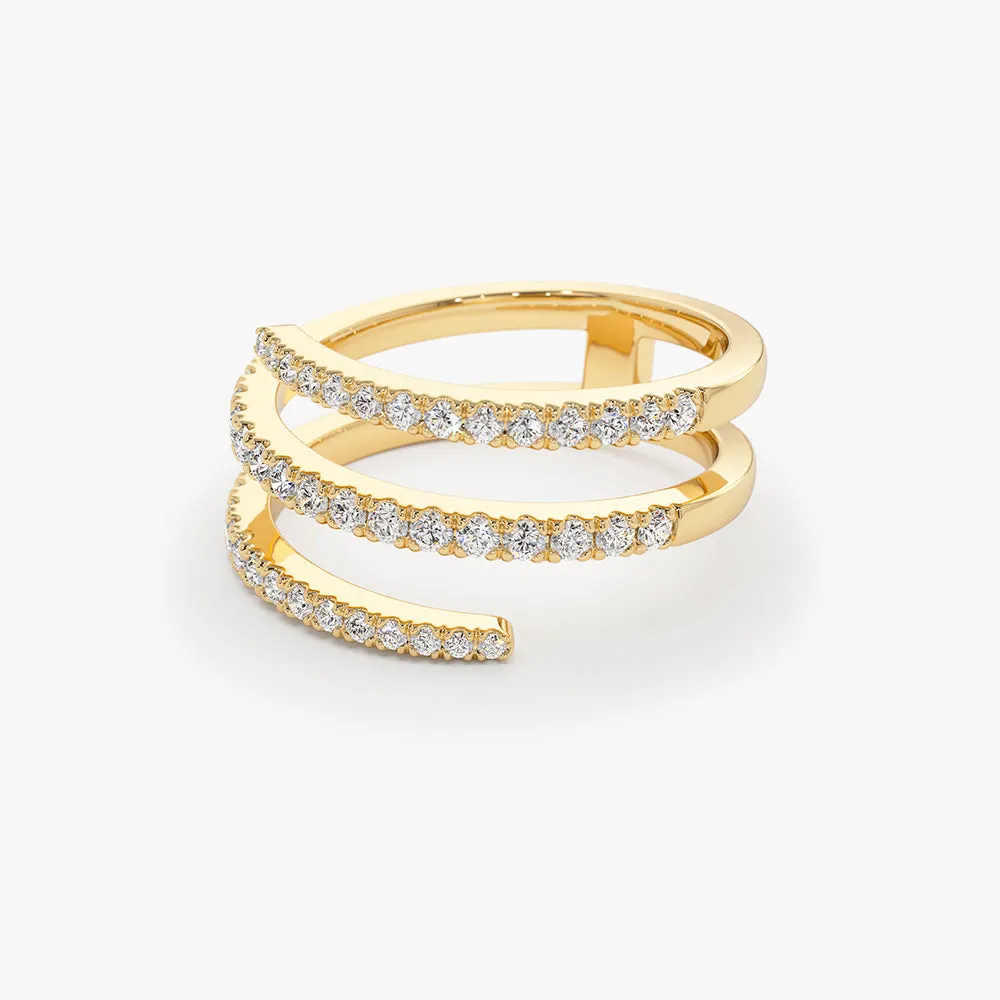 VLOVE Baguette Ring Womens Jewelry 9k 10k 14k 18k Diamond Spiral Ring Diamond Ring