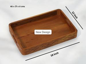 Plateau de service en bois d'acacia pour la maison, la cuisine, le restaurant, le bureau, organisateur de table à manger, plateaux de rangement, vente chaude - Product Image 5