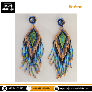 Top qualité vêtements pour femmes 14 cm de long losange queue de paon glands boucles d'oreilles en forme de V au prix du marché raisonnable - Product Image 2