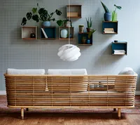 Banc en rotin incurvé bohème fabriqué à la main chaise de loisirs Durable ensemble de coussin en peluche élégant rustique pour salon Patio extérieur