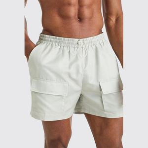Venta al por mayor de alta calidad dos bolsillos en la parte delantera de moda nuevo diseño de verano desgaste cómodo Casual traje de baño para hombre pantalones cortos de baño - Product Image 6
