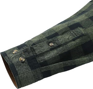 Chemise en flanelle unie 100% coton pour hommes, dernier style, respirante, séchage rapide, manches longues, col roulé, tenue décontractée pour l'extérieur - Product Image 3