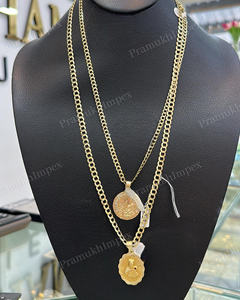 Collier unisexe personnalisé de créateur hip-hop en argent sterling plaqué or jaune massif avec moissanite, idéal pour les fêtes – Fournisseur indien - Product Image 1