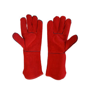 Gants de travail de soudage de sécurité en cuir de vache entièrement polaire et Denim, doublure de manchette en cuir de vache avec les meilleurs prix de haute qualité - Product Image 2