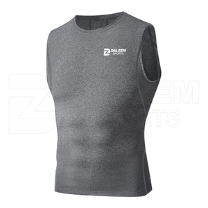 Camisetas de compresión para gimnasio para hombre al por mayor, ropa para correr con logotipo personalizado de poliéster 100%, ropa deportiva, camisetas elásticas sin mangas - Product Image 2