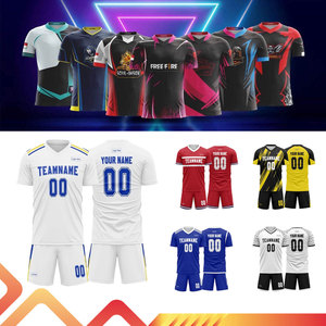 Maillots de football à sublimation personnalisée 100% polyester col en V à séchage rapide manches courtes unisexe adulte - Product Image 3
