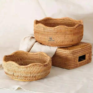 Vente en gros ensemble de plateaux en rotin présentoir plateau de service avec poignées décoration intérieure - Product Image 5