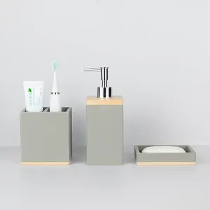 Classic Resin Four-piece Luxury Durable Eco-Friendly <b>Bathroom</b> <b>Accessory</b> <b>Set</b> Soap Dispenser Tumbler Tray Toothbrush Cup Easy - Product Image 1