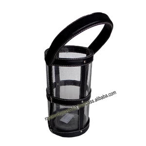 Linternas cilíndricas de cristal de grado superior recién llegadas con correas de cuero negro para decoración de bodas en interiores y exteriores - Product Image 5