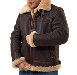 Wholesale <b>Shearling</b> Sheepskin Leather Winter <b>Jacket</b> Length Coat With Real Fur Collar Stylish Waterproof Autumn <b>Jacket</b> <b>For</b> Unisex - Product Image 5