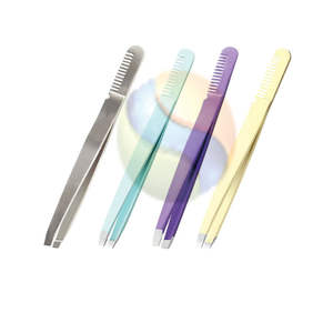 Pinzas de Cejas de Acero Inoxidable Personalizadas de Alta Calidad, Herramientas de Maquillaje con Punta Inclinada - Product Image 1