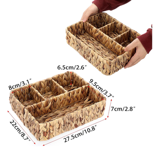 Meilleur vendeur Vecraft Rectangle jacinthe tissé plateau couleur naturelle rangement pour la maison et la cuisine avec poignée - Product Image 3