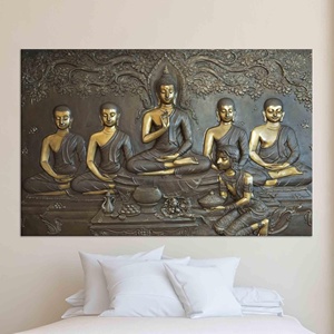 Élégante sculpture murale de Bouddha : toile imprimée minimaliste, prête à accrocher - Product Image 1