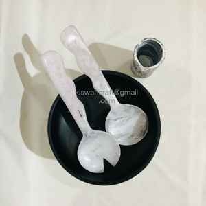 Bol rond en fil de résine au design exclusif Bols de service à salade et fruits de style classique à motif de tourbillon blanc pour les décorations de fête - Product Image 4