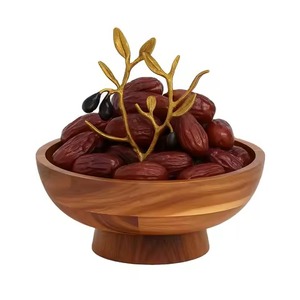 Bol à dattes en bois de luxe avec un arbre d'olivier doré, plat de service pour fruits Khajoor, décoration festive pour le Ramadan et cadeaux - Product Image 1