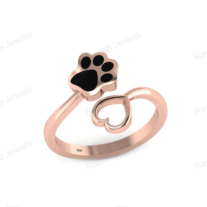 La mejor calidad S925 plata esterlina personalizable amantes de las mascotas amor corazón anillo abierto Ajustable níquel sin plomo estilo de moda perfecto - Product Image 3