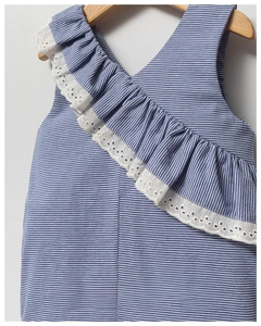 Mameluco de Algodón a Rayas Azules para Bebé Niña, 6-36 Meses, Suave y Transpirable, Mono de Una Pieza, Ropa de Bebé al por Mayor - Product Image 2