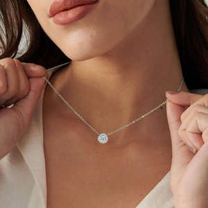 Collier pour femme en argent sterling 925, chaîne à maillons élégante, pendentif rond taille brillant 0,50 CT, pavé complet, diamant moissanite VVS, cadeau - Product Image 6