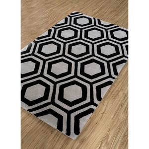 พรมขนสัตว์ผสมวิสโคสทอมือ รุ่น TNQ-378 สีเทา-ดำ ลายเรขาคณิต สำหรับบ้าน รูปทรงสี่เหลี่ยมผืนผ้าขนาดใหญ่ หนา 10 มม. เหมาะสำหรับห้องนอน ห้องโถงเด็กวัยรุ่น - Product Image 2