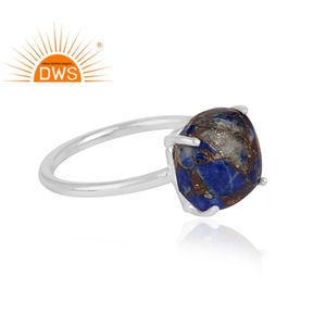 Meilleures ventes Bague empilable en argent sterling naturel Mojave cuivre Lapis Lazuli pierres précieuses fabricant de bijoux - Product Image 3