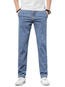 High Quality Fashion <b>Stretch</b> Mid Straight Denim Jeans <b>Men</b> Washed Versatile Comfortable Breathable Business Casual Long Pants - Product Image 4
