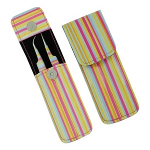 Juego de pinzas de extensión de pestañas de acero inoxidable de 2 piezas con puntas puntiagudas de impresión de papel para mejorar las cejas - Product Image 1