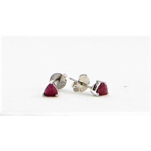 Orecchini a Perno in Argento Sterling 925 con Rubino Naturale Taglio Trilliant 4mm, Gioielli Raffinati con Diamante Taglio Trilliant - Product Image 2