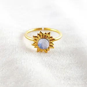 Sun Shine Faceted Cut Rainbow Moonstone Gemstone Round Shape Ring for Making Necklace Earring Charms Wholesale Gemstone Supplier