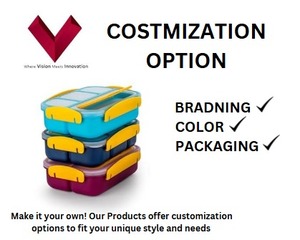 กล่องอาหารกลางวันพลาสติก4ช่องพร้อมช้อนส้อมและฝาพลาสติกเพื่อความสดใหม่ - Product Image 3